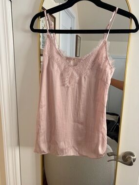 Blush Pink Lace Trim Satin Cami